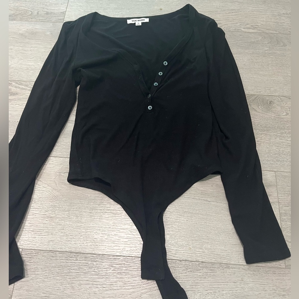 Steve Madden Womens black cotton body suit